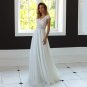White Wedding Dress Bohemian V Neck Short Sleeves See-through Top Chiffon A Line Beach Ivory Bridal