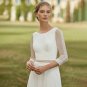 Romantic Lace Three Quarter Sleeves Wedding Gowns Chiffon Open Back Custom Made