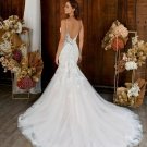 Lace Backless Wedding Dresses Appliqued Bridal Gowns Scoop Neckline Plus Size Sweep Train Tulle