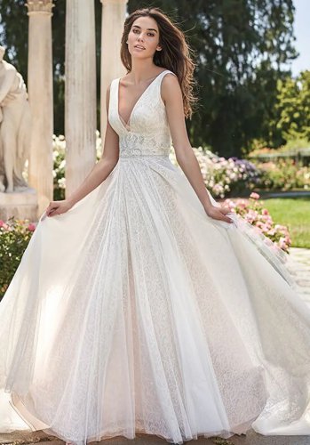 Charming Ivory V-Neck Lace Beads A-Line Wedding Dresses Bridal Pageant  Dresses Wedding