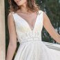 Charming Ivory V-Neck Lace Beads A-Line Wedding Dresses Bridal Pageant Dresses Wedding