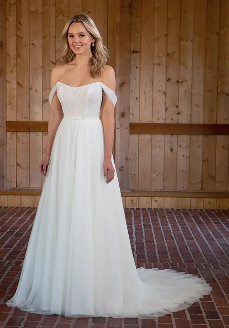 Charming White Tulle Strapless A-Line Wedding Dresses Bridal Pageant Dresses Wedding Attire Dresses