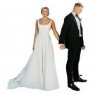Simple Satin Straps A Line Wedding Dresses Long Sweep Train Sleeveless Backless Bridal Dresses