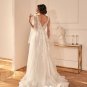 Glamorous A-line Wedding Dresses V-neck Lace Applicants Tulle Bow   Bridal Dress