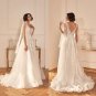 Glamorous A-line Wedding Dresses V-neck Lace Applicants Tulle Bow   Bridal Dress
