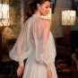A-line Wedding Dresses Sweetheart Soft Tulle Sleeves Backless Lace up High Side Split Court Gown