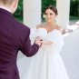 Princess Organza Wedding Dress Puff Short Sleeve Plus Size Bridal Lace up Back A Line Bridal Gown