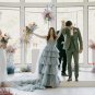 Modest Dusty Blue White Ivory A Line Wedding Dresses Bridal Gowns Back Zipper