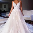 Gorgeous Boho Wedding Dresses Bridal Gown Lace Applique Spaghetti Straps A Line Covered