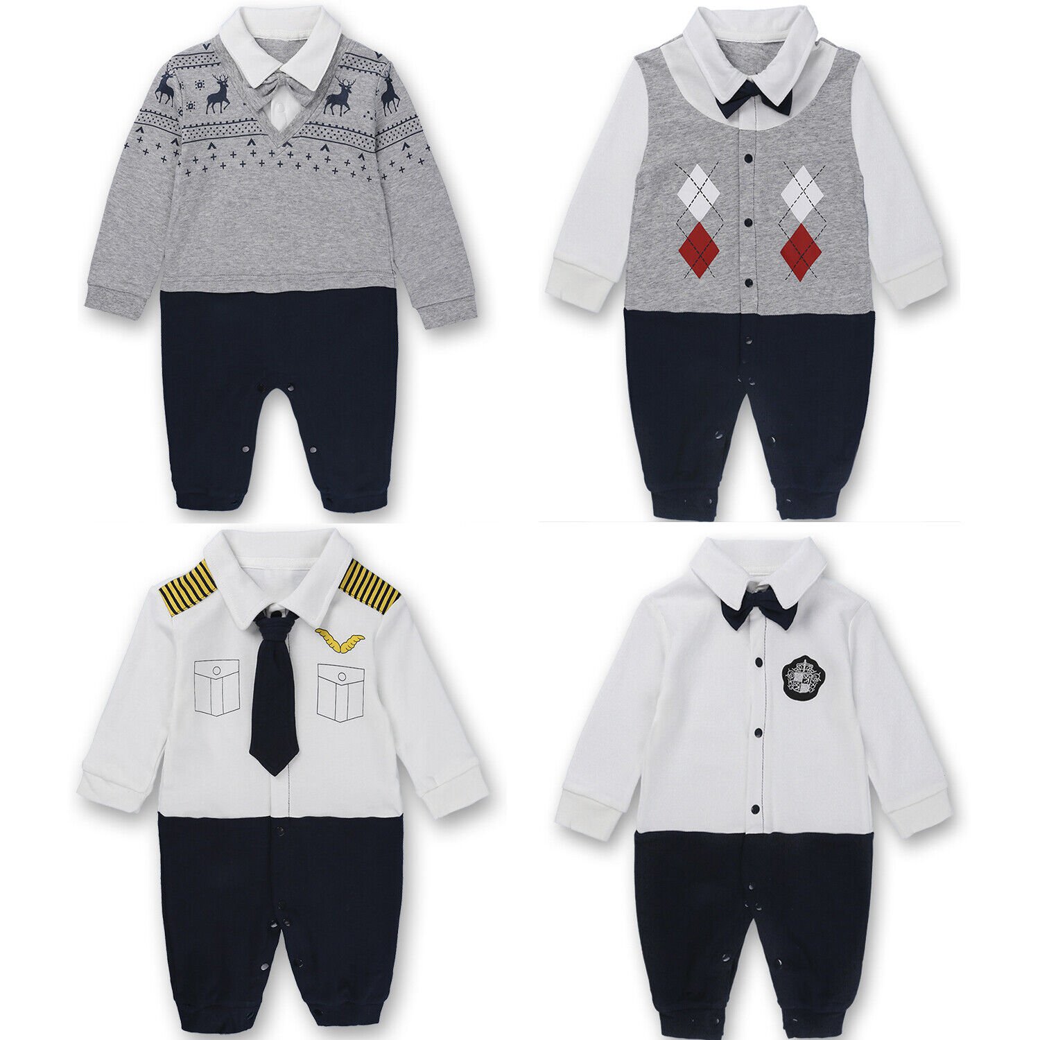 Baby Kid Newborn Boy Formal Clothes Romper Wedding Party Bodysuit One-piece Gift