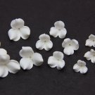 White flowers beads 0.4"(1 cm), 0.6"( 1,5 cm), 0.8"(2 cm), Floral beads clay for making jewelry