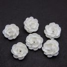 White peony beads polymer clay 0,76"-0,8" (1,9-2,0cm), Handmade flower beads supplies for jewelry