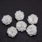 White peony beads polymer clay 0,76"-0,8" (1,9-2,0cm), Handmade flower beads supplies for jewelry