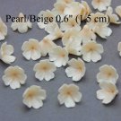 Large Pearl / Beige Flowers beads polymer clay 0,6"( 1,5 cm)  Beige color Inside flowers