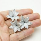 Silver Lily Flowers Beads Polymer Clay  2-2,5cm, Handmade Beads For Jewelry Making