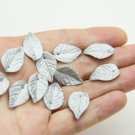 Silver Leaves Beads polymer clay, Floral leaves beads for jewelry making