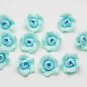 Mint Aqua Roses Flowers Polymer clay 0.68"-0,8" (1,7- 2 cm), Aqva color inside Mint color outside