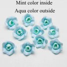 Roses Flowers Polymer clay 0.68"-0,8" (1,7- 2 cm), Mint color inside Aqua color outside Roses Flowers Polymer clay 0.68"-0,8" (1,7- 2 cm), Mint color inside Aqua color outside