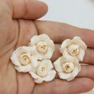 Ivory Roses beads 0,6"-0,8" (1,5-2cm), Flowers ivore color beige shade, Floral beads polymer clay