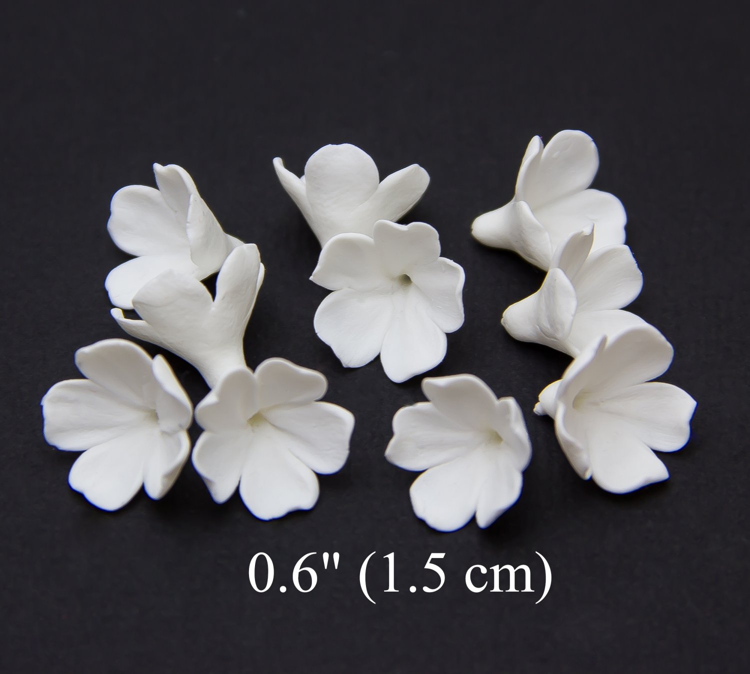 White flower beads clay for making tiaras 0,6" ( 1.5 cm), Floral clay making  jewelry