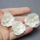 Pearl Flower for jewelry making (Set 3 pcs), Polymer Clay Flower Beads 3 cm