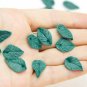 Small Emerald Green Leaves Polymer Clay 0.4"-0.48"(1cm- 1.2cm), Dark Green Leaves Jewelry Making