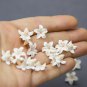 White/ Beige Small Flower Beads Polymer Clay Jewelry Making, Floral Beads 0,48"-0,56"(12-14mm)