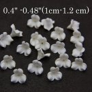 White flowers beads 0.4"(1 cm), Floral beads clay for making jewelry