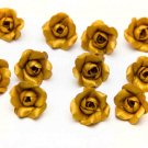 Gold Roses Flowers Beads Polymer clay (Set 5 pcs)  Roses Beads Jewelry Making 0.8"-1" (2- 2.5 cm)