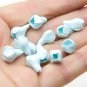Aqua color Flowers Buds polymer clay, Floral Beads Making jewelry