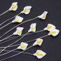 Calla flower Beads polymer clay 0.68" ( 1.7 cm) SET 10 pcs White  floral beads