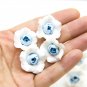 White Roses Beads (5pcs) 0,8"-1" (2-2.5cm), Blue Floral rose beads polymer clay