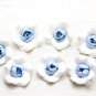 White Roses Beads (5pcs) 0,8"-1" (2-2.5cm), Blue Floral rose beads polymer clay