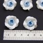 White Roses Beads (5pcs) 0,8"-1" (2-2.5cm), Blue Floral rose beads polymer clay