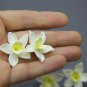 Vanilla Flower Beads Polymer Clay, Handmade White Floral Beads Jewelry Making 1.2"-1,4" (3-3,5cm)