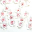 White/ Pink Roses Beads (5pcs) 0,8"-1" (2-2.5cm), Floral rose beads polymer clay