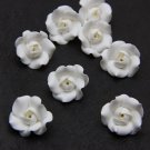 White Roses Flowers Beads Polymer clay (Set 5 pcs)  Roses Beads Jewelry Making 0.8"-1" (2- 2.5 cm)