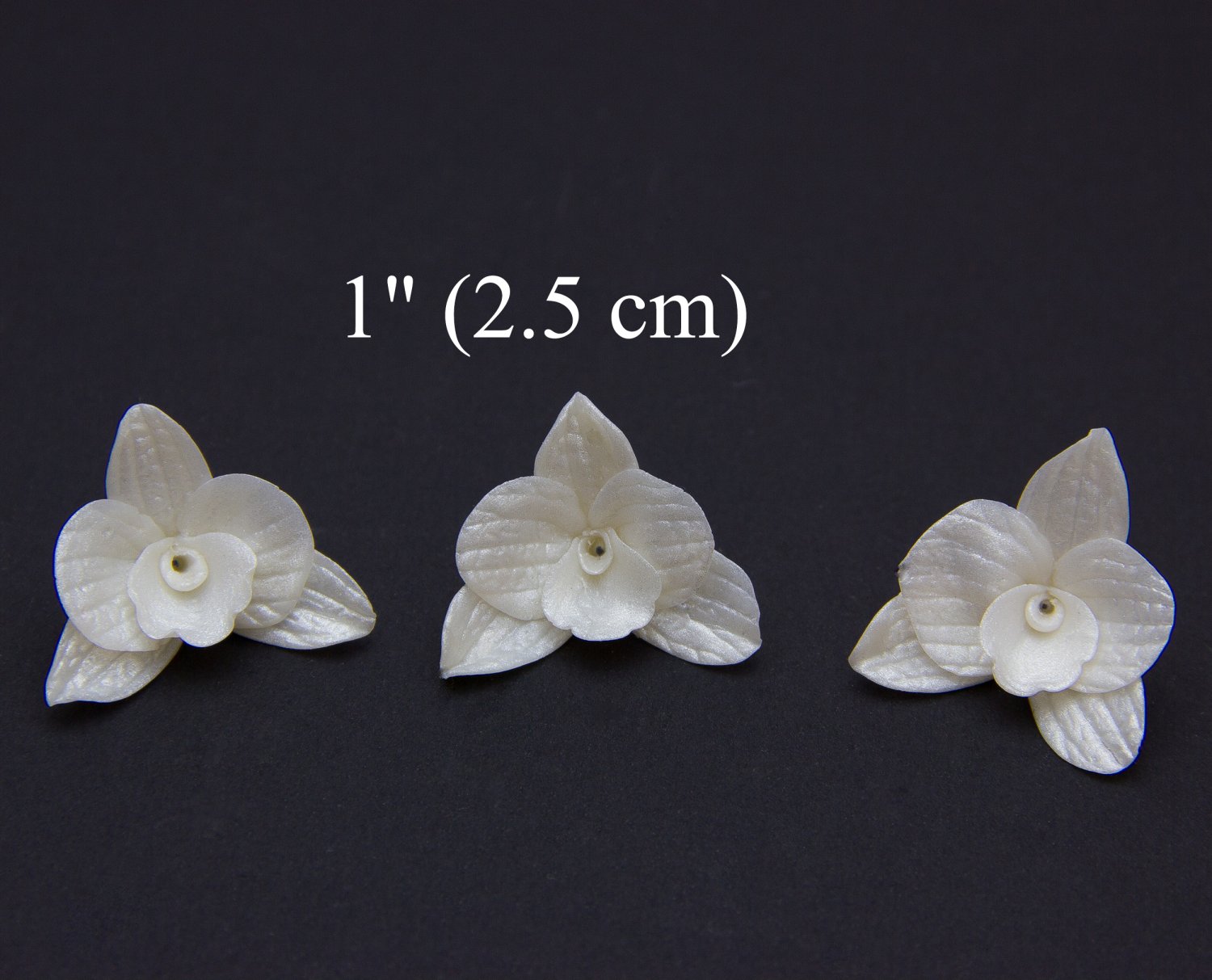 Pearl orchids flowers polymer clay for  jewelry making 1" ( 2.5 cm) Big flowers