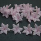 Pink  lily Flowers Beads Polymer Clay 1" (2-2,5cm) , Translucent Flowers With Pearl Effect