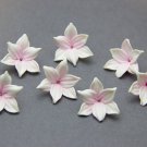 White/ Pink  Lily Flowers Beads Polymer Clay 1" (2-2,5cm) ,  Floral beads Jewelry Making