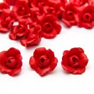 Red Roses Beads (5pcs), Red  Flower Beads, Handmade Floral Beads Polymer Clay