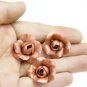 Pearl Brown Roses Beads Polymer clay  (5pcs) Handmade beads 0.8"-1" (2-2.5cm) Floral beads