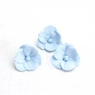 Blue Flower Beads Jewelry Making (Set 3 pcs), Poppy flower Beads Clay, Floral Beads Clay 1.2" (3 cm)