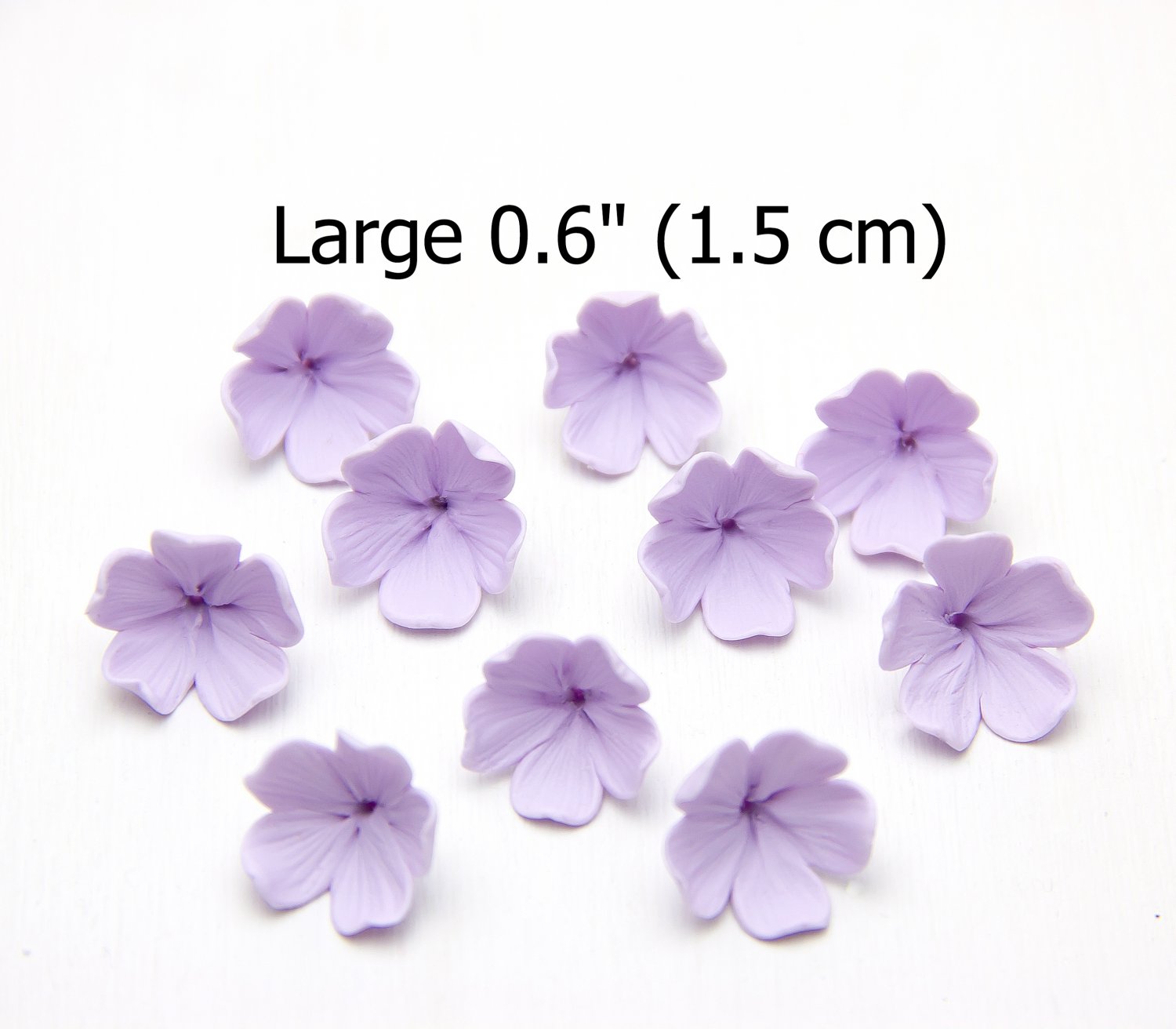 Lange Lilac flowers beads, Floral beads polymer clay 0,6" ( 1,5 cm), Flower making tiaras