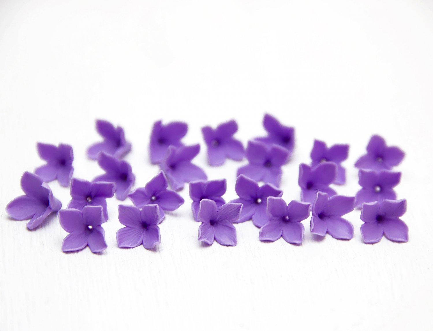 Purple Lilac Flower Beads Polymer Clay (20 pcs) Serenity Unique Beads Jewelry Making