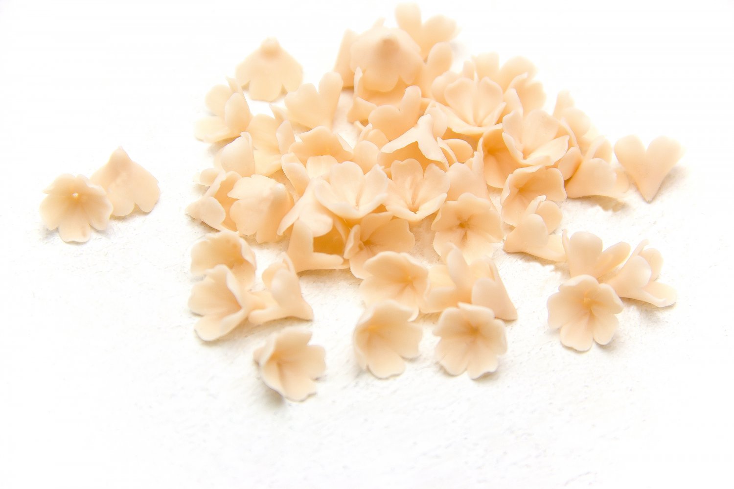Beige Flower Beads Polymer Clay, Small  Floral Beads 0.4"(10-12 mm), Flower Jewelry Making
