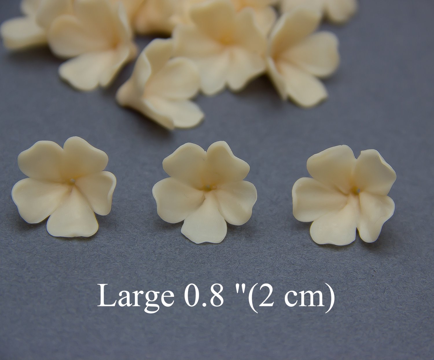 Beige Flower Beads Polymer Clay, Small  Floral Beads 0.8"(2 cm), Flower Jewelry Making
