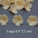 Beige Flower Beads Polymer Clay, Small  Floral Beads 0.8"(2 cm), Flower Jewelry Making