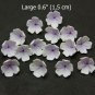 White/Lilac Flower Beads Jewelry Making 0,6" (1.5 cm ), Lilac inside the flower white outside