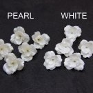 White, Pearl Clay Flower Beads 1" ( 2.5 cm),  Wedding Beads clay